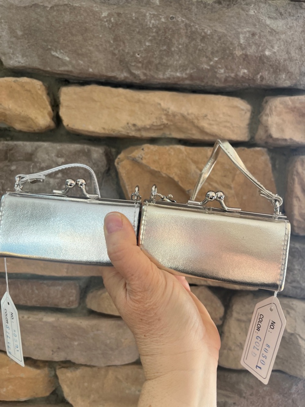One Silver & One Gold Metallic Mini kiss lock coin purse